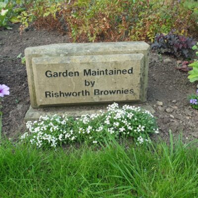 Brownie plaque at the Birch garden