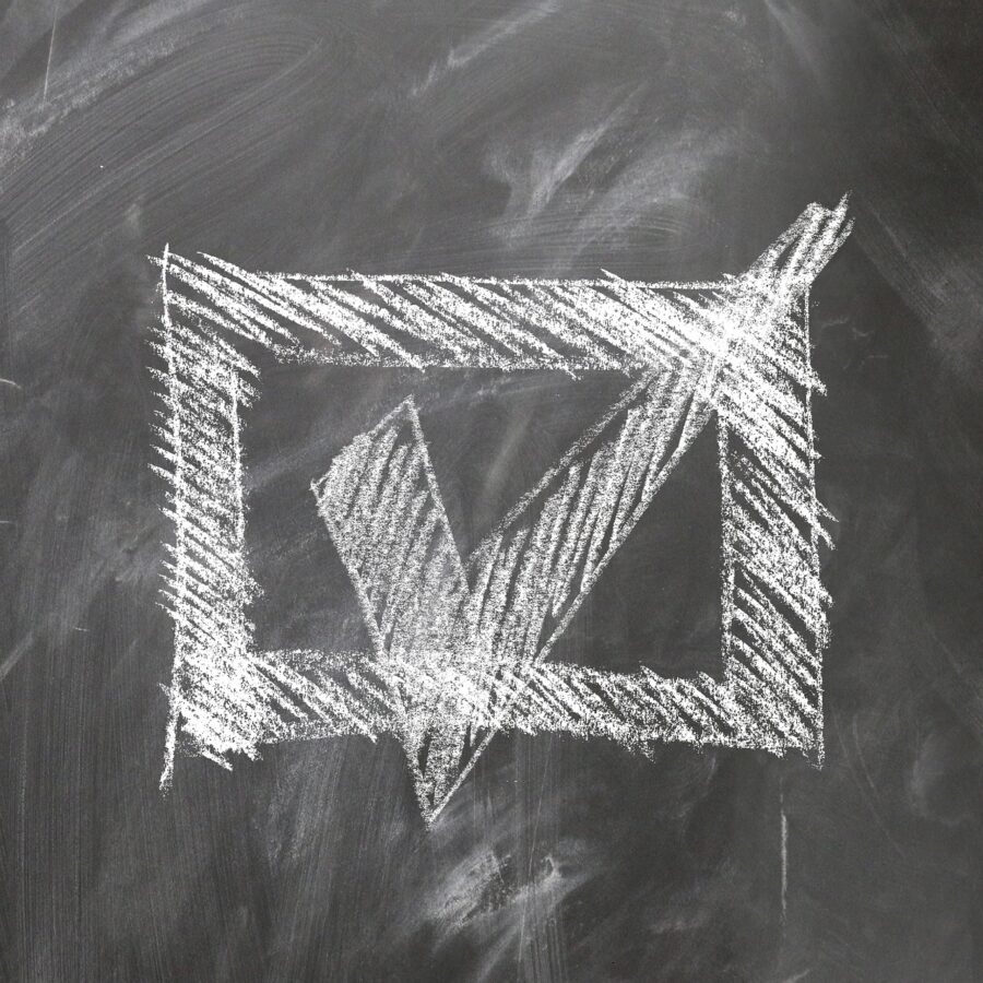 A chalk tick on a blackboard