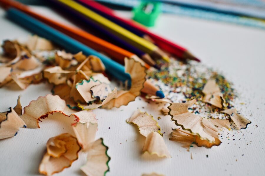 A view of some coloured pencils.